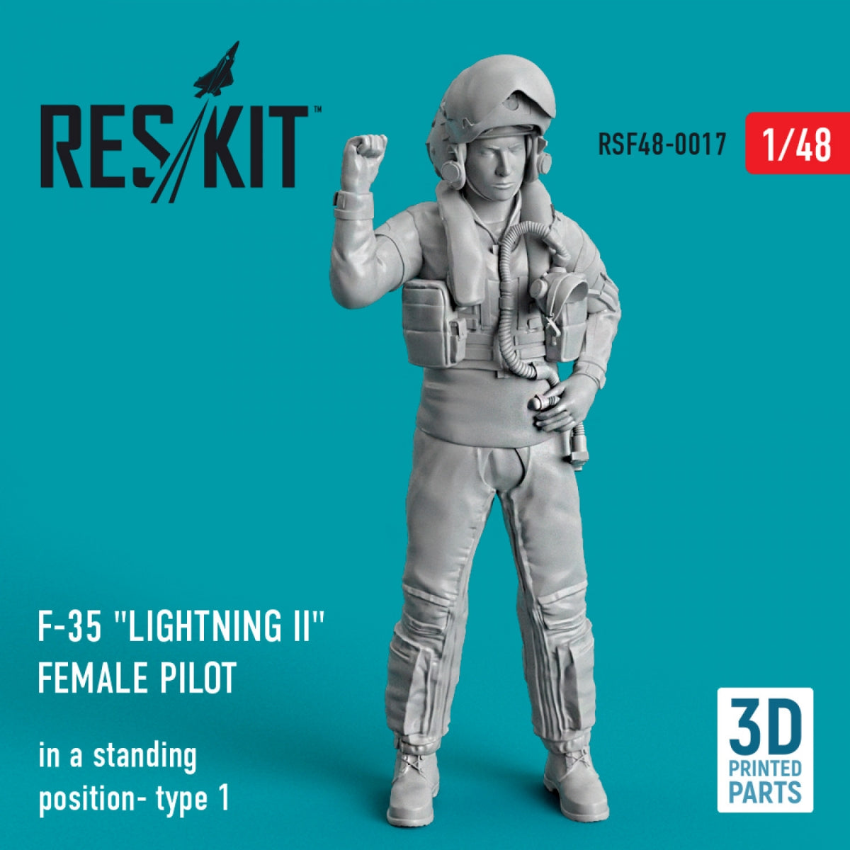 RESKIT RSF48-0017 F-35 « LIGHTNING II » PILOTE FÉMININE (EN POSITION DEBOUT - TYPE 1) (IMPRIMÉE EN 3D) 1/48