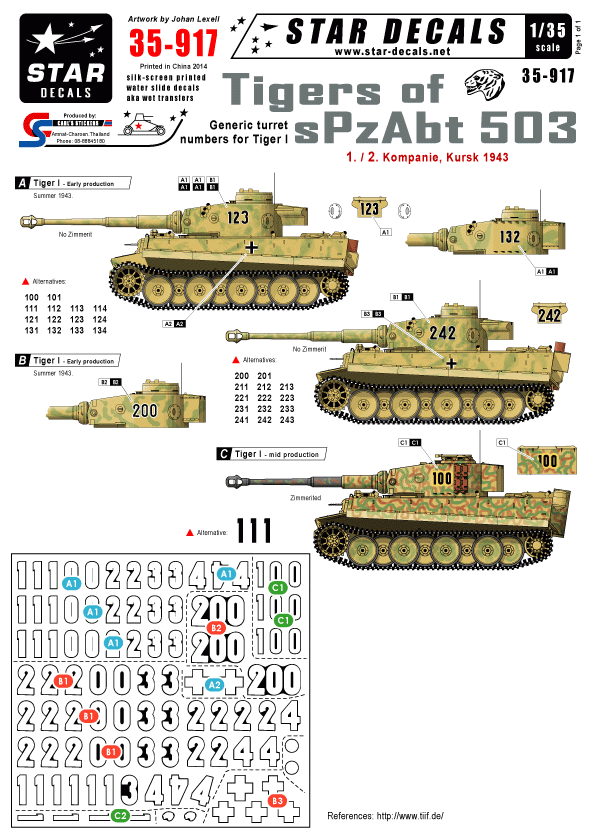 Star Decals 35-917 Tigres du sPzAbt 503 2 1/35