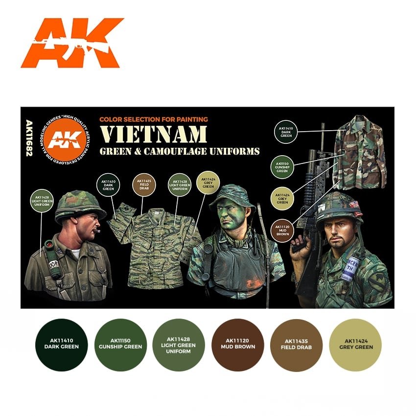 AK Interactive AK11682 VIETNAM GREEN &amp;amp; CAMOUFLAGE UNIFORMS – imagen 2