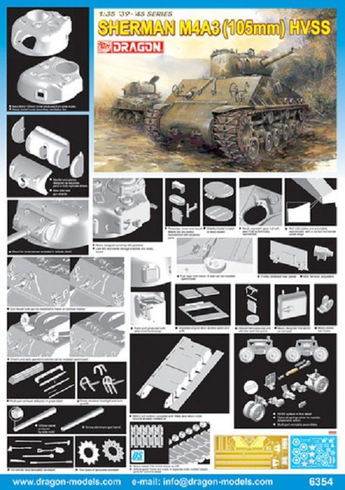 Dragon 6354 Sherman M4A3 (105mm) HVSS 1/35 – immagine 2