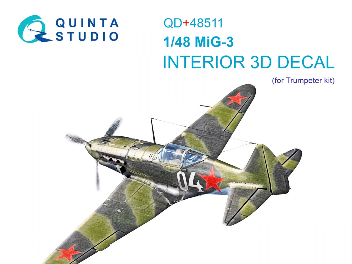 Intérieur coloré imprimé en 3D pour MiG-3 (Trumpeter) par Quinta Studio QD+48511, échelle 1/48
