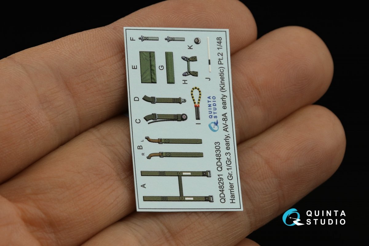 Quinta Studio QD48303 Harrier Gr.1/Gr.3 Early 3D-Printed &amp;amp; coloured Interior on decal paper (Kinetic) 1/48 – immagine 4