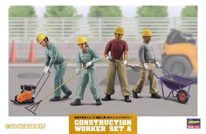 Hasegawa WM03 Ensemble d&amp;#39;ouvriers du bâtiment A 1/35