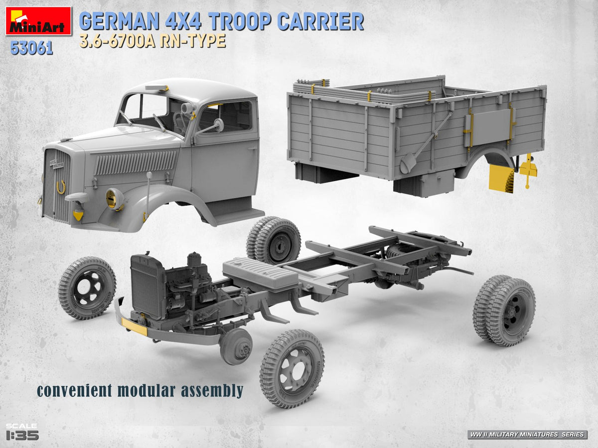 MiniArt 53061 GERMAN 4X4 TROOP CARRIER 3.6-6700A RN-TYPE 1/35 – imagen 4