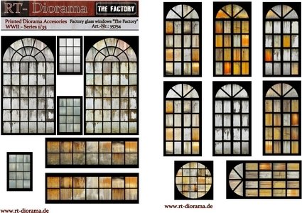 RT-Diorama 35754 Printed Accessories: Factory glass windows &amp;quot;The Factory&amp;quot; 1/35