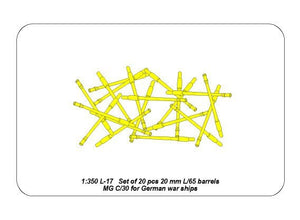Aber 350L-17 Set of 20 pcs 20 mm L/65 barrels MG C/30 for German ships 1/350 – image 4