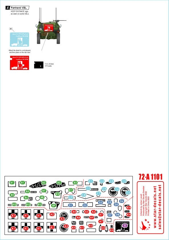 Star Decals 72-A1101 ISAF-Afghanistan # 2. Peacekeepers from France. Renault VAB, VAB Sanitaire, Panhard VBL. 1/72 – imagen 2
