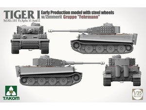 Takom 2202 Tiger I Sd.Kfz.181 Pz.Kpfw.VI Ausf.E - Early-Production Model With Steel Wheels And Zimmerit, Gruppe &amp;#39;Fehrmann&amp;#39; 1/35 – immagine 6