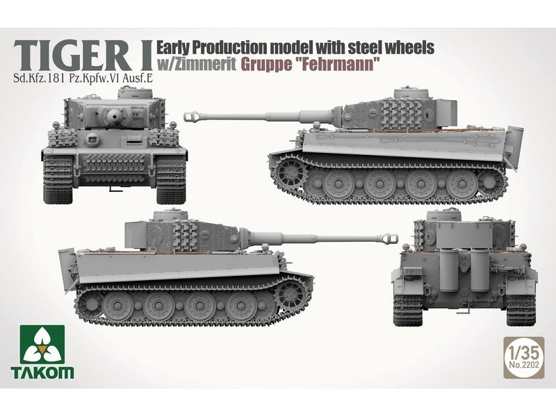Takom 2202 Tiger I Sd.Kfz.181 Pz.Kpfw.VI Ausf.E - Early-Production Model With Steel Wheels And Zimmerit, Gruppe &amp;#39;Fehrmann&amp;#39; 1/35 – immagine 6