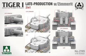 Takom 2199 Tiger I Late Production w/zimmerit Sd.Kfz. 181 Pz.Kpfw. VI Ausf. E (Late/Late Command) 1/35 – imagen 3