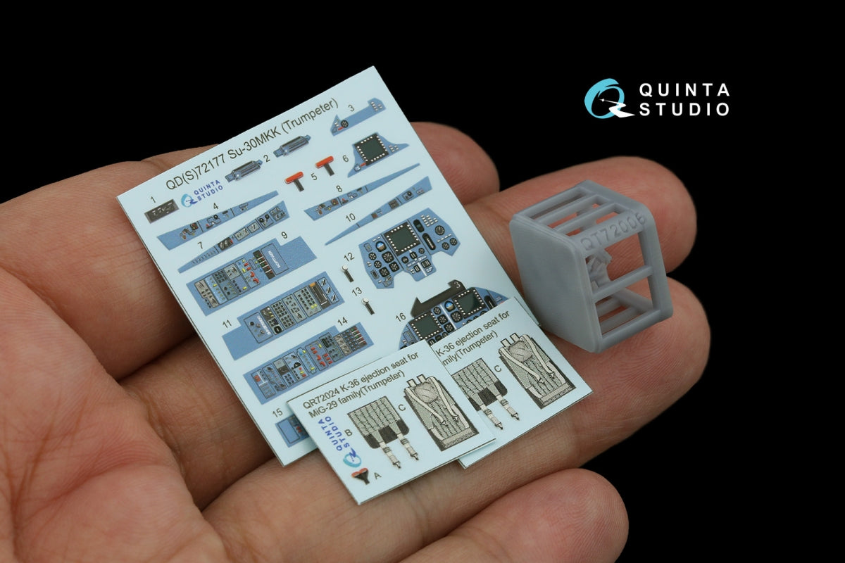 Intérieur imprimé en 3D et coloré sur papier décalcomanie (Trumpeter) pour Su-30MKK de Quinta Studio QD+72177 (avec pièce en résine imprimée en 3D) à l&amp;#39;échelle 1/72 – image 8