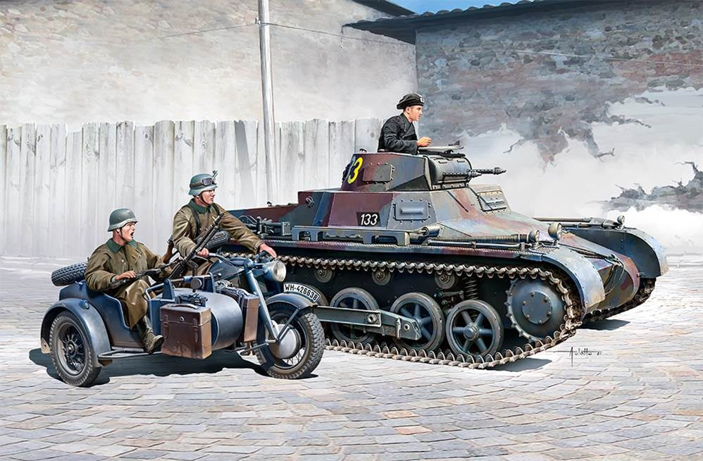 Academy 13556 German Panzer I Ausf.B &amp;amp; Motorcycl 1/35