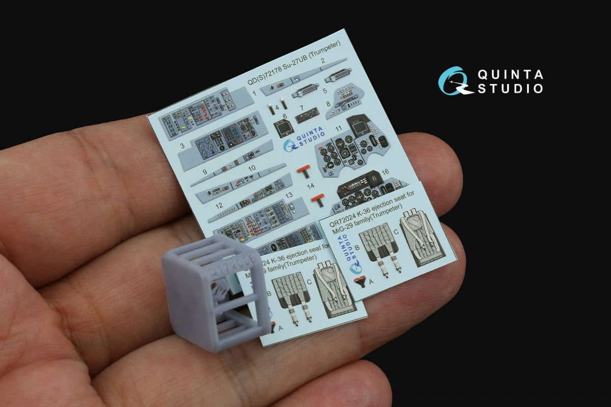 Quinta Studio QD+72178 Su-27UB 3D-Printed &amp;amp; coloured Interior on decal paper (Trumpeter) (with 3D-printed resin part) 1/72 – Bild 3