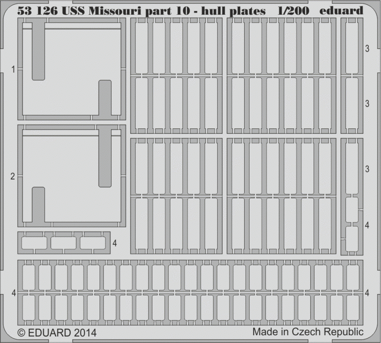 Eduard 53126 USS Missouri partie 10 - plaques de coque TRUMPETER 1/200