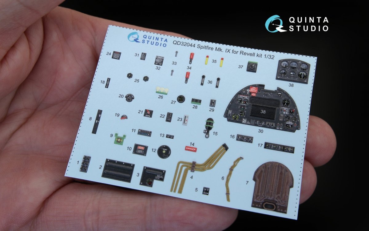 Quinta Studio QD32044 Spitfire Mk. IX 3D-Printed &amp;amp; coloured Interior on decal paper (for Revell kit) 1/32 – immagine 6