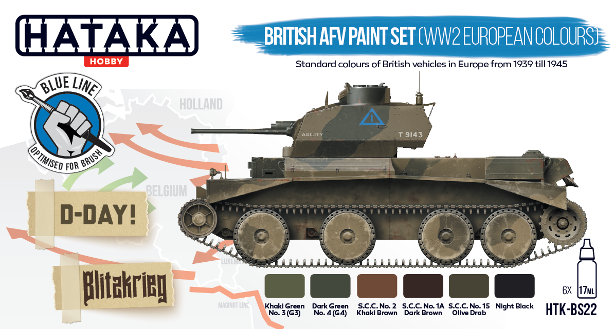 Hataka HTK-BS22 BLUE LINE – British AFV paint set (WW2 European colours) 6x17ml – imagen 2