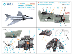 Quinta Studio QDS+48490 F-4S Phantom II 3D-Printed &amp;amp; coloured Interior on decal paper (Academy) (Small version) (with 3D-printed resin parts) 1/48 – imagen 3