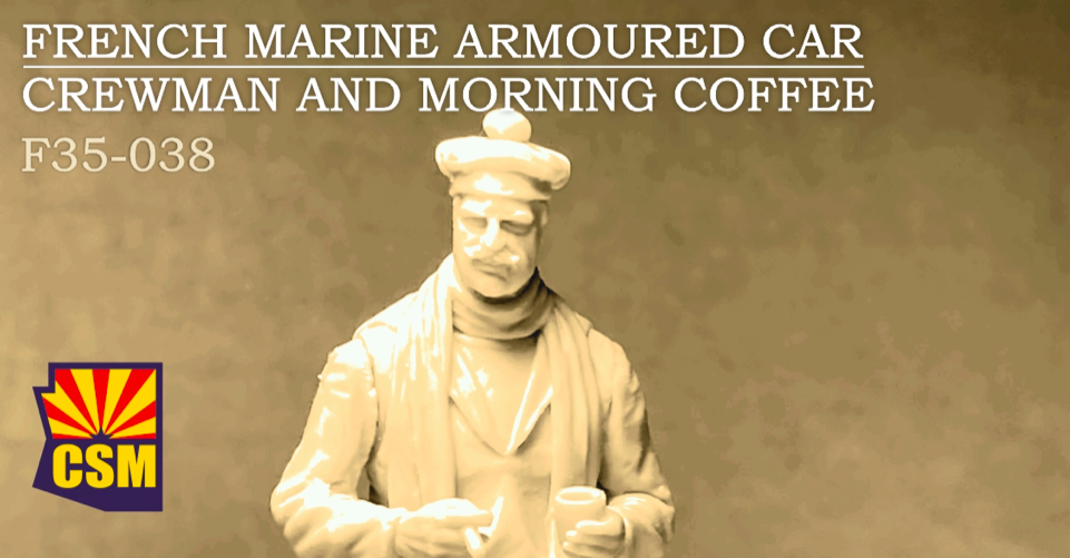 Copper State Models F35-038 Membre d&amp;#39;équipage d&amp;#39;une voiture blindée de la marine française et son café du matin 1/35
