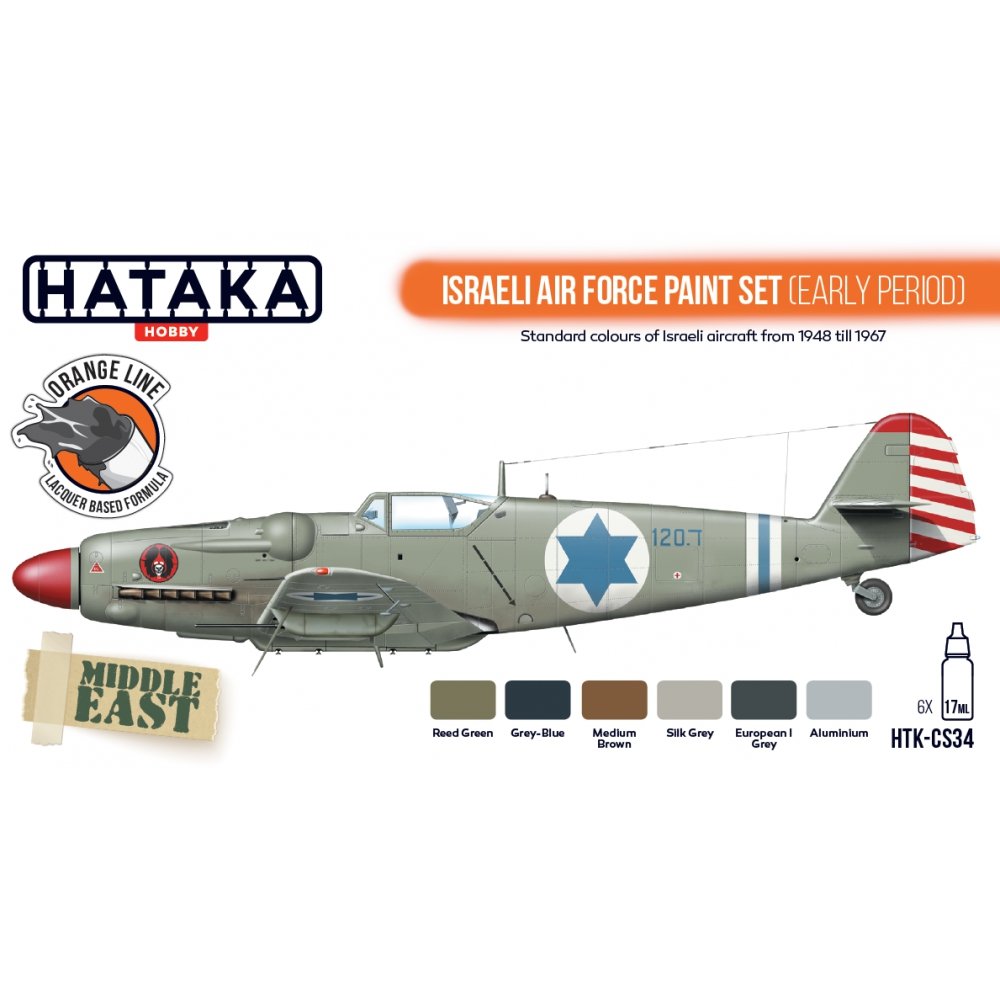 Hataka HTK-CS34 ISRAELI AIR FORCE PAINT SET (EARLY PERIOD) (6x17ml) – imagen 2