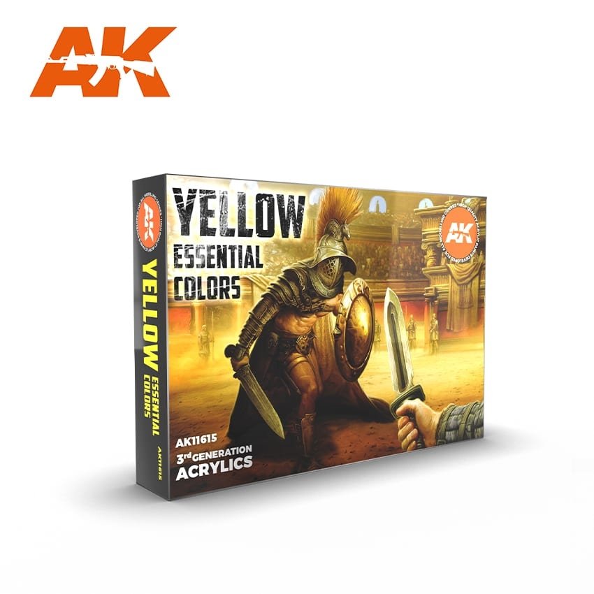AK Interactive AK11615 YELLOW ESSENTIAL COLORS 3GEN SET 6x17 ml – immagine 2