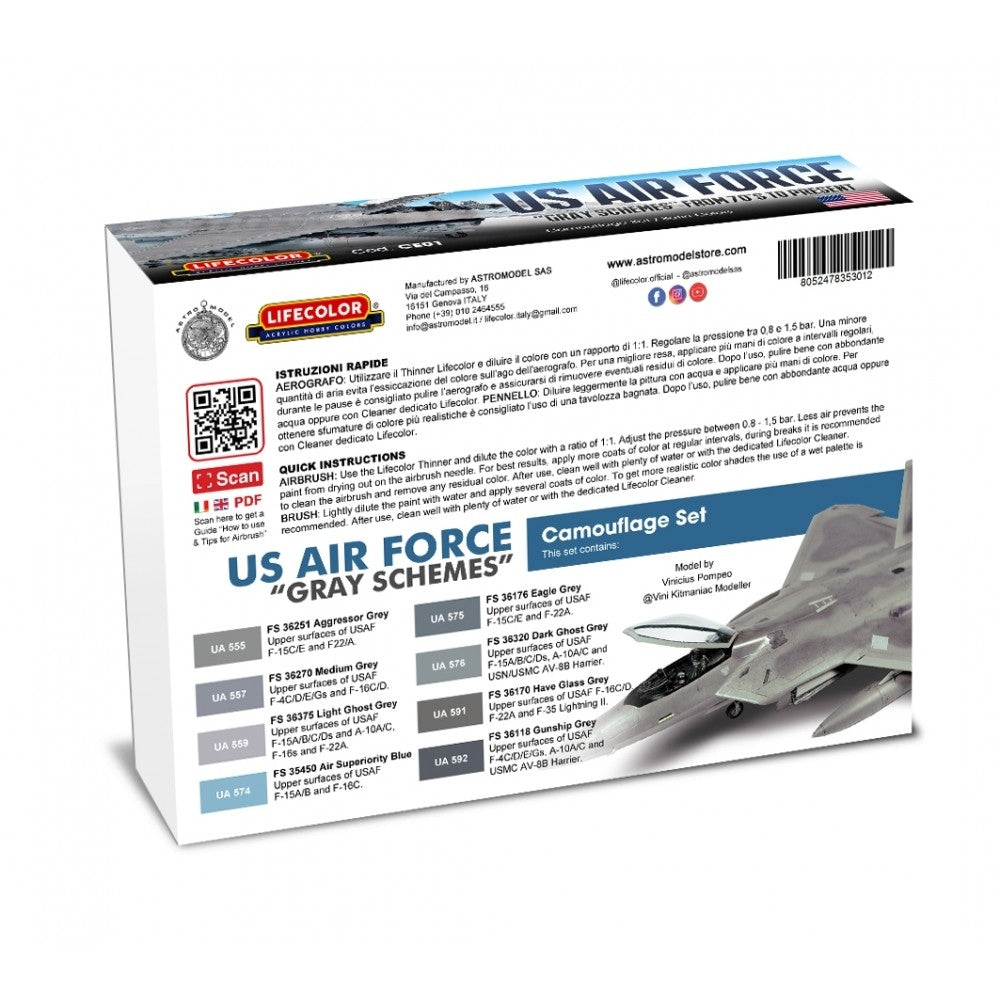 Lifecolor CE01 Acrylic paint Set American Aircraft Set 3 8x22ml – imagen 2