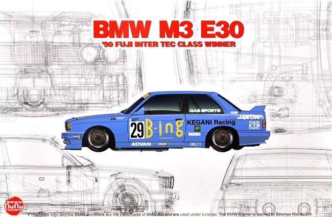 NuNu PN24019 BMW M3 E30 Gr.A 1990, vainqueur de sa catégorie Inter TEC sur le circuit de Fuji Speedway, échelle 1/24