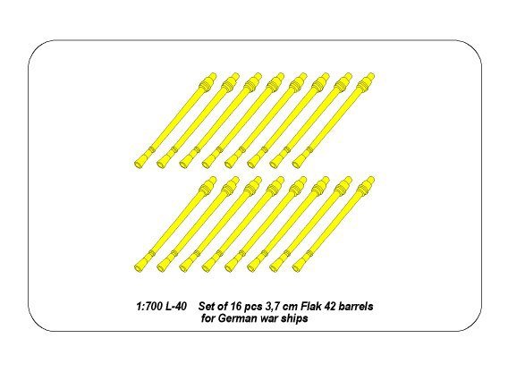 Aber 1/700L-40 Set of 16 pcs 3,7 cm Flak 42 gun barrels for German war ships 1/700 – immagine 5
