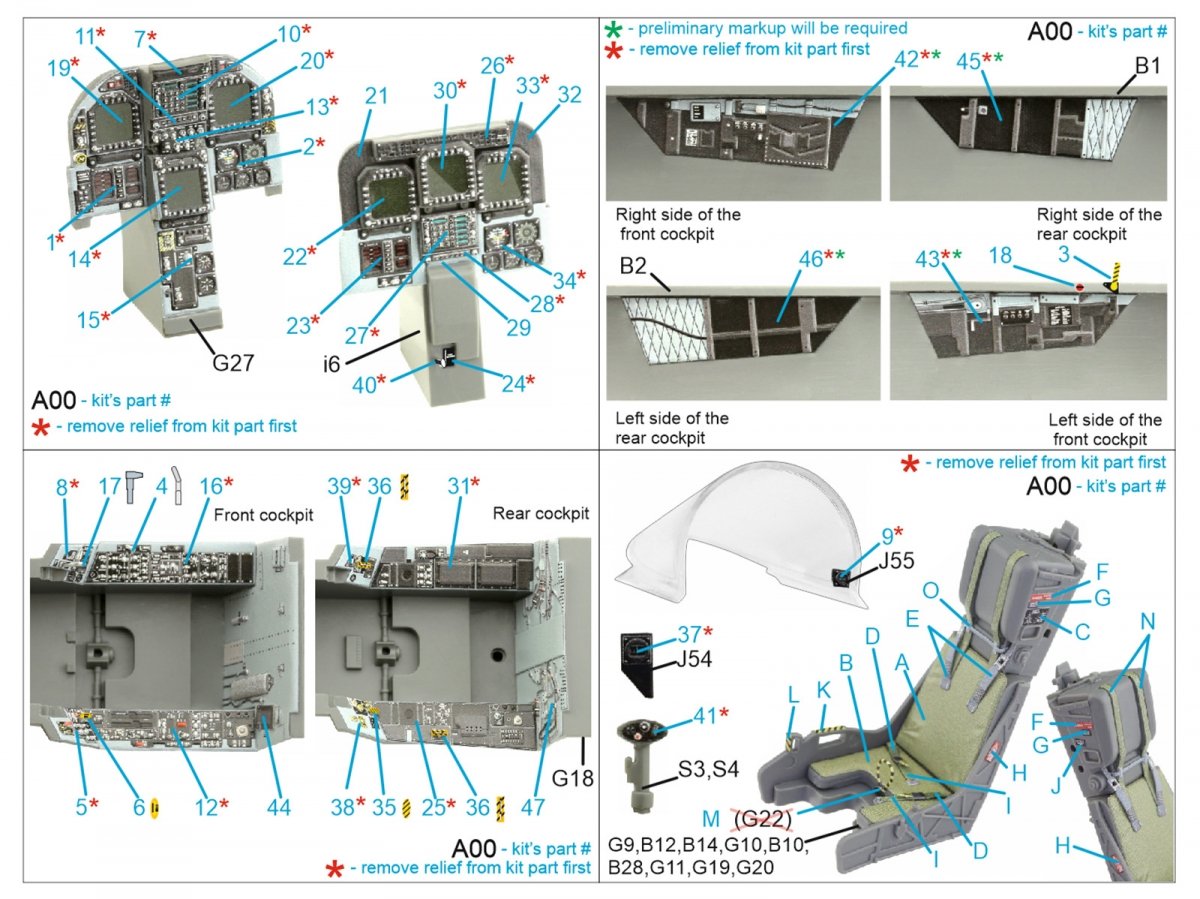 Quinta Studio QD32156 F/A-18D late 3D-Printed &amp;amp; coloured Interior on decal paper (Academy) 1/32 – immagine 12