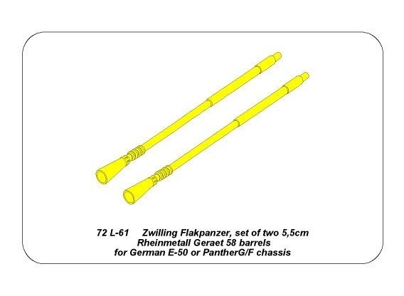 Aber 72L-61 Dwie lufy 5,5cm do niemieckich Zwilling Flakpanzers / Two 5,5cm barrels for German Zwilling Flakpanzers 1/72 – imagen 5