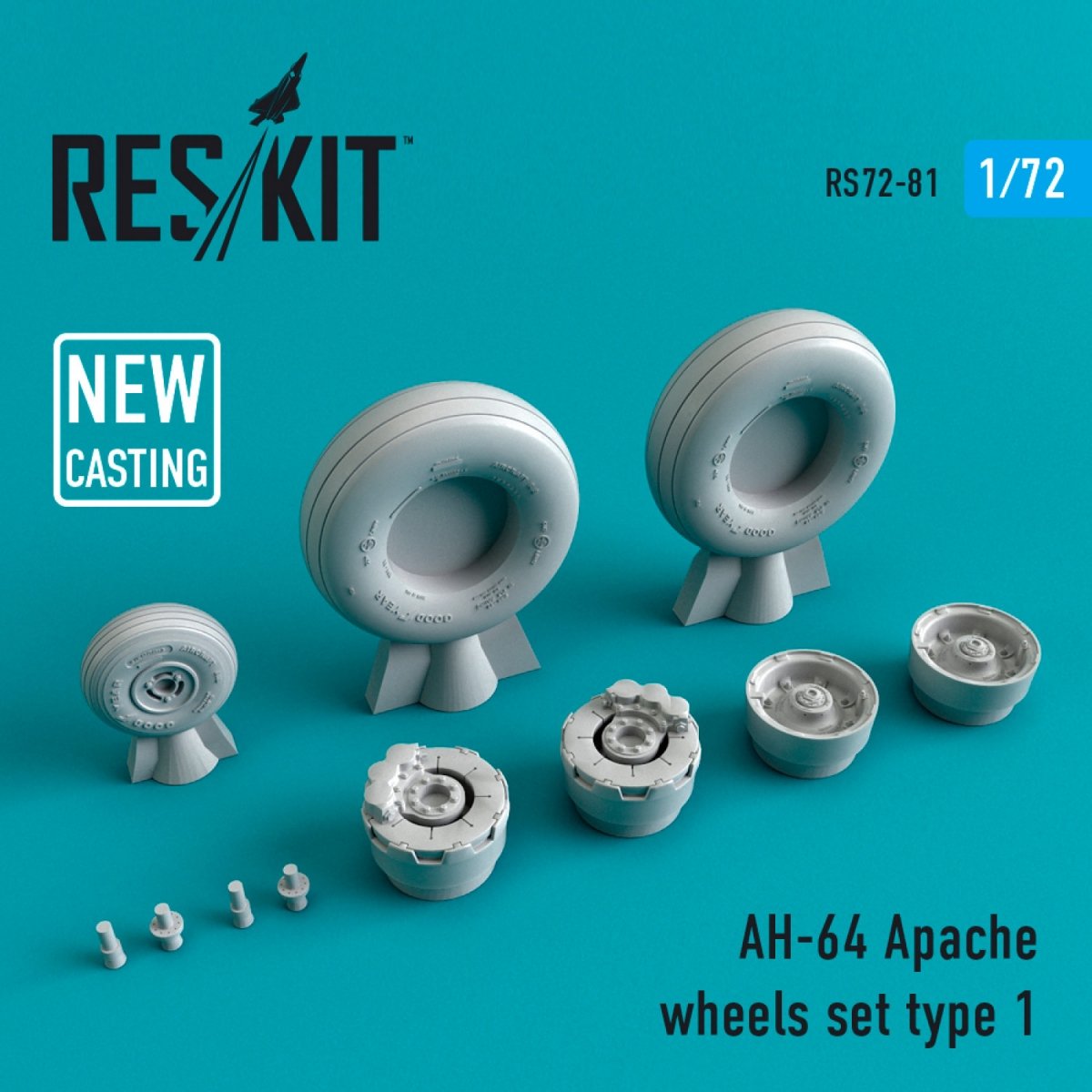 RESKIT RS72-0081 AH-64 &amp;quot;APACHE&amp;quot; WHEELS SET TYPE 1 1/72