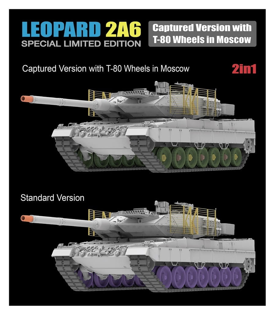 Rye Field Model 5114 Leopard 2A6 Captured Version with T-80 Wheels in Moscow 1/35 – immagine 4