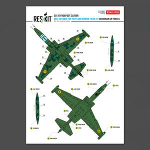 RESKIT RSM48-0036 Su-25 Frogfoot Clover (best suitable for the plane number “blue 22”) Ukrainian Air Forces (Pre-cut painting masks )1/48