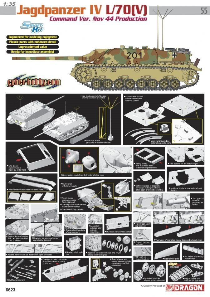 Cyber ​​Hobby 6623 Jagdpanzer IV L/70 (V) Command Ver.Nov 44 Production (1/35)