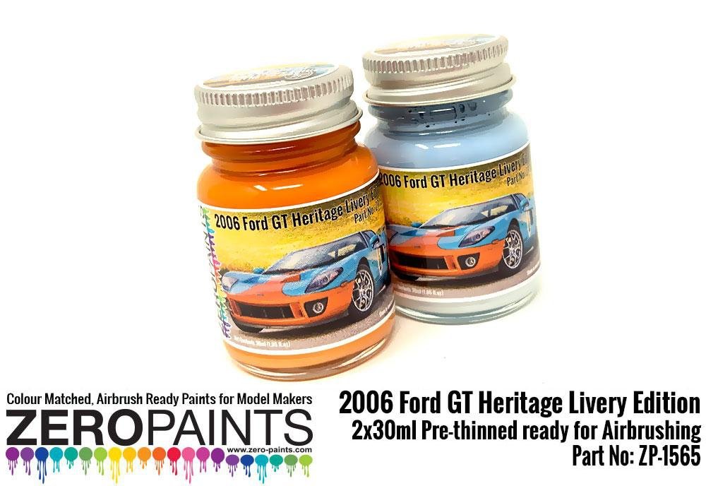 Zero Paints ZP-1565 2006 Ford GT Heritage Livery Edition Blue and Orange Paint Set 2x30ml