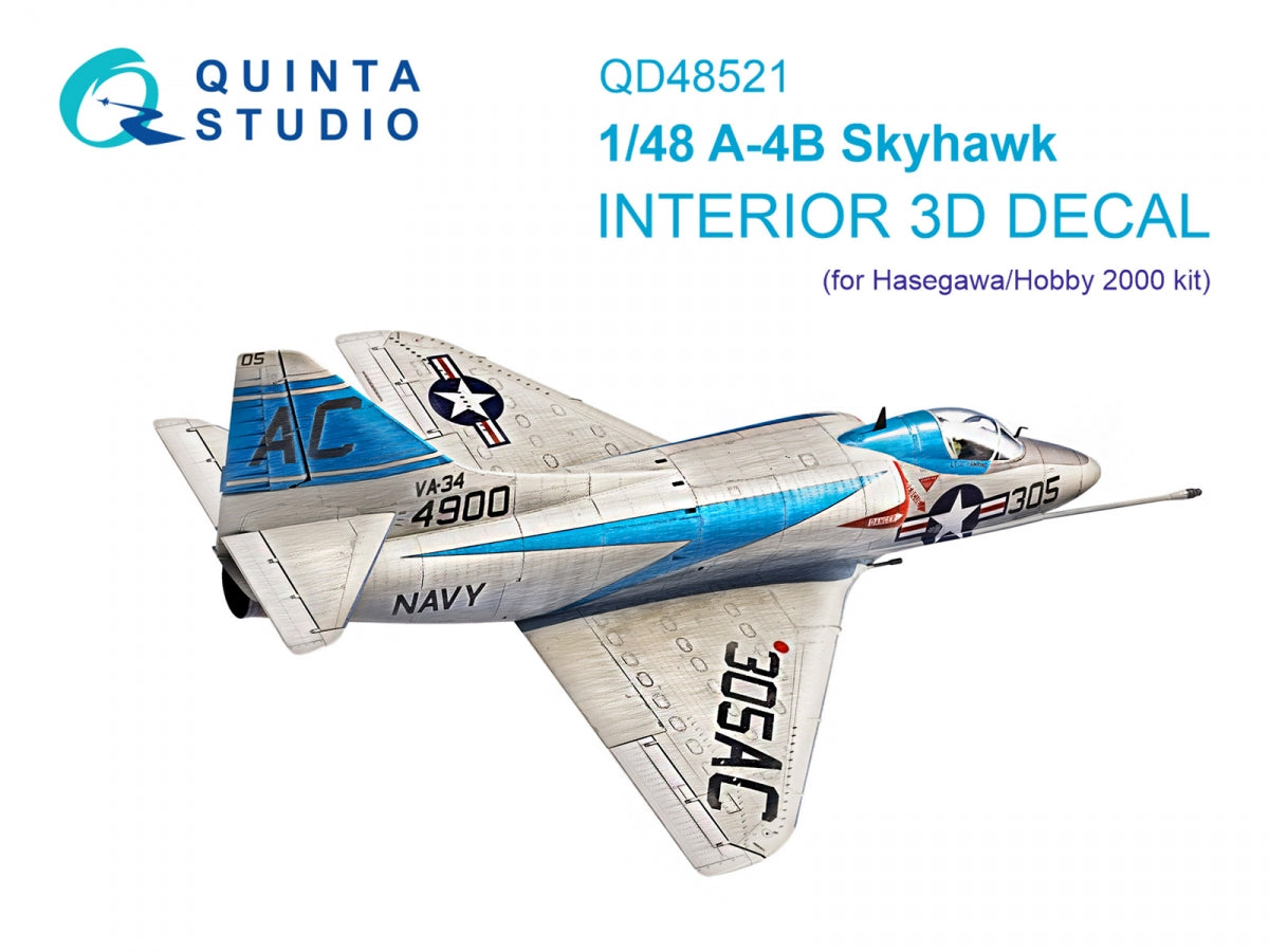 Quinta Studio QD48521 A-4B 3D-Printed &amp;amp; colored Interior on decal paper (Hasegawa/Hobby2000) 1/48