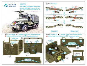 Quinta Studio QD35052 GMC CCKW 353 (open cab) 3D-Printed &amp;amp; coloured Interior on decal paper ( Tamiya ) 1/35 – Bild 2