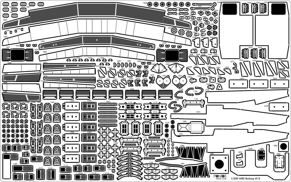 Pontos 23007F1 HMS RODNEY 1942 Detail Up Set 1/200 – imagen 35