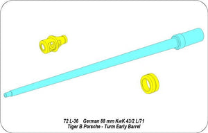 Aber 72L-36 8,8 cm KwK 43L/71 lufa do czołgu Tiger II wczesna do wieży Porsche/8,8 cm KwK 43 L/71 German tank barrel for Tiger II early Porsche turm 1/72 – zdjęcie 6