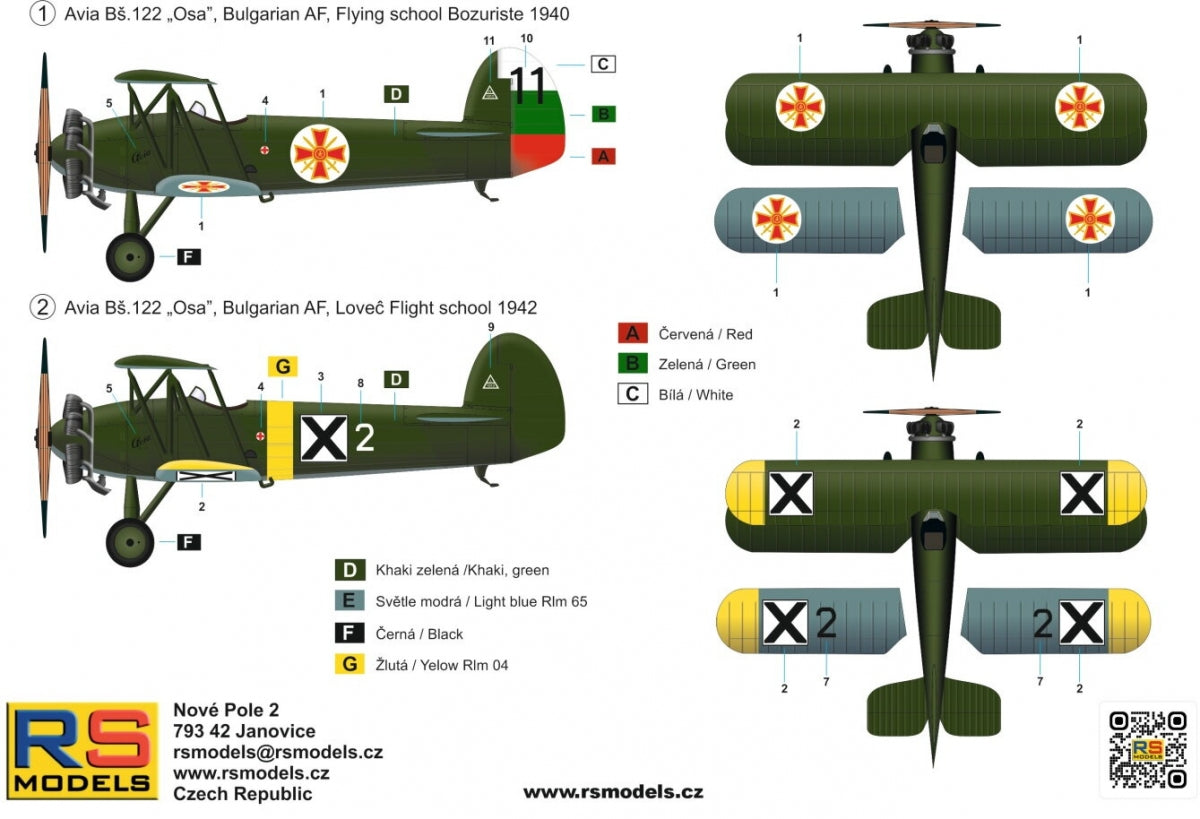 RS Models 92302 Avia Bs.122 Bulgarian Trainer from WWII 1/72 – Bild 3