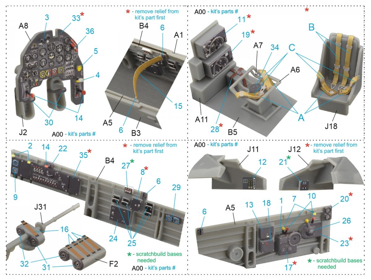 Quinta Studio QD48098 Ju 87B-2/R-2 3D-Printed &amp;amp; coloured Interior on decal paper (Hasegawa) 1/48 – imagen 11
