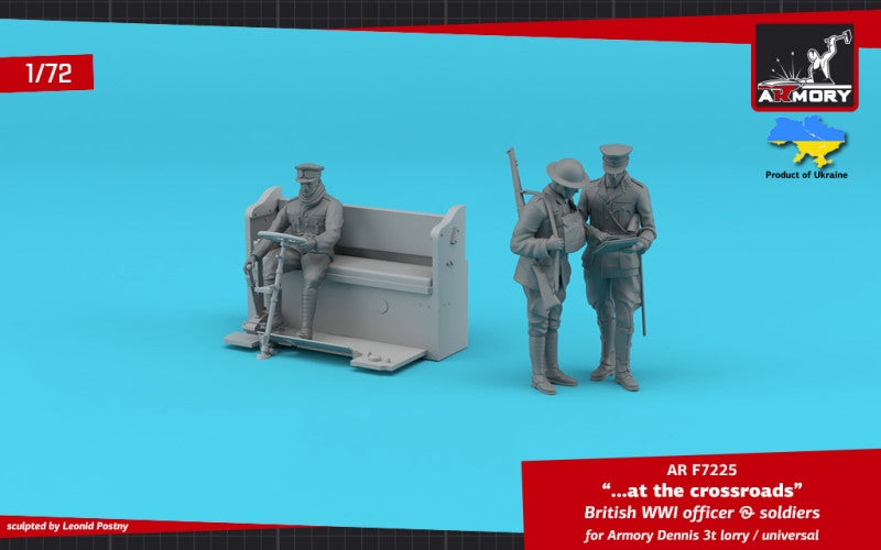 Armory Models F7225 at the crossroads 1/72 British WWI officer & soldiers in a Dennis 3t lorry 1/72