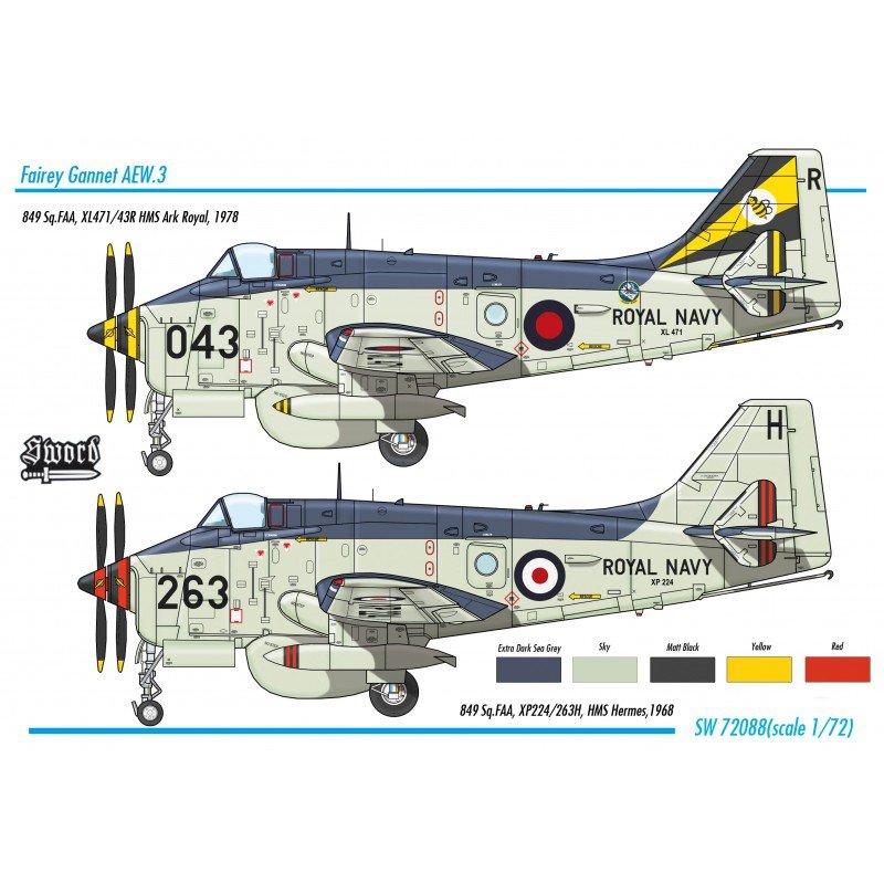 Sword 72088 Gannet AEW.3 with PUR operator interior set 1/72 – zdjęcie 2