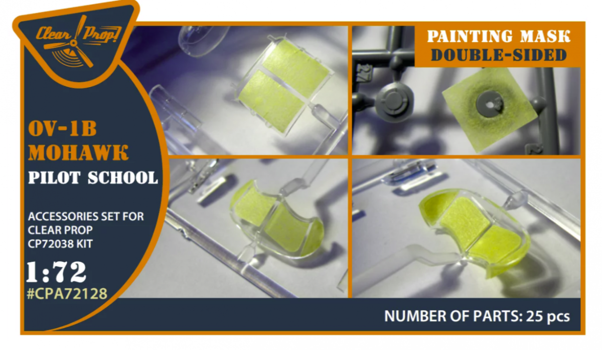 Clear Prop! CPA72128 OV-1B Mohawk "Pilot School" painting mask on "yellow kabuki paper" for CP kit CP72038 1/72