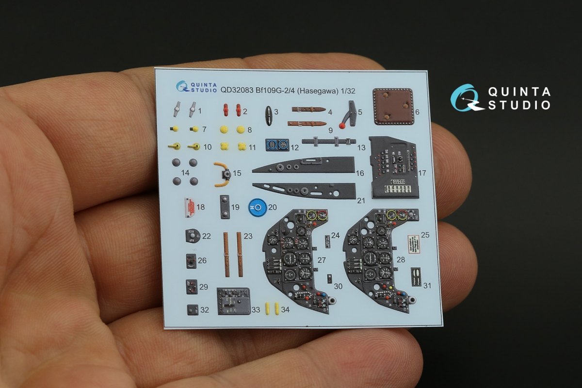 Quinta Studio QD32083 Bf 109G-2/G-4 3D-Printed &amp;amp; coloured Interior on decal paper (Hasegawa) 1/32 – imagen 3