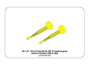 Aber 48L-32 Set of 2 Barrels for ZB 37 machine guns [used on Pz.35/38(t)] 1/48 – immagine 2