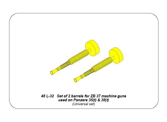 Aber 48L-32 Set of 2 Barrels for ZB 37 machine guns [used on Pz.35/38(t)] 1/48 – immagine 2