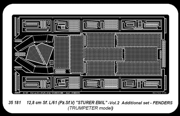 Aber 35181 German tank destroyer 12,8 cm Sf. L/61 (Pz.Sf.V) Sturer Emil- vol. 2 - additional set - fenders 1/35 – Bild 4