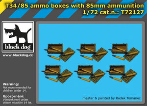 Black Dog T72127 T34/85 ammo boxes with 85 mm ammunition 1/72 – imagen 3