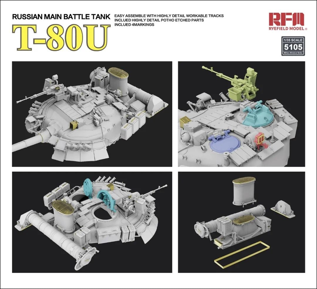 Rye Field Model 5105 Russian Main Battle Tank T-80U 1/35 – immagine 6