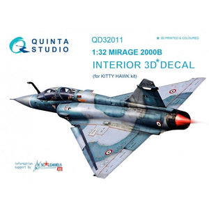 Quinta Studio QD32011 Mirage 2000B 3D-Printed &amp;amp; coloured Interior on decal paper (for Kitty Hawk kit) 1/32